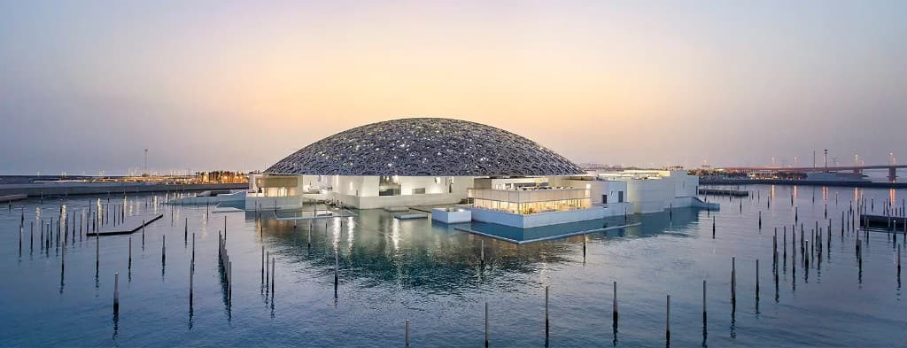 Saadiyat Island Cultural District shoreline with Louvre Abu Dhabi, Abu Dhabi off plan area