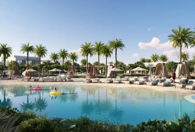 Lagoon beach at Address Villas Tierra, Emaar villas in The Oasis, Dubai