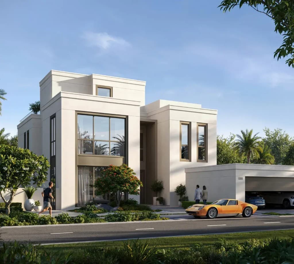 Contemporary villa exterior at Address Villas Tierra, Emaar villas in The Oasis, Dubai
