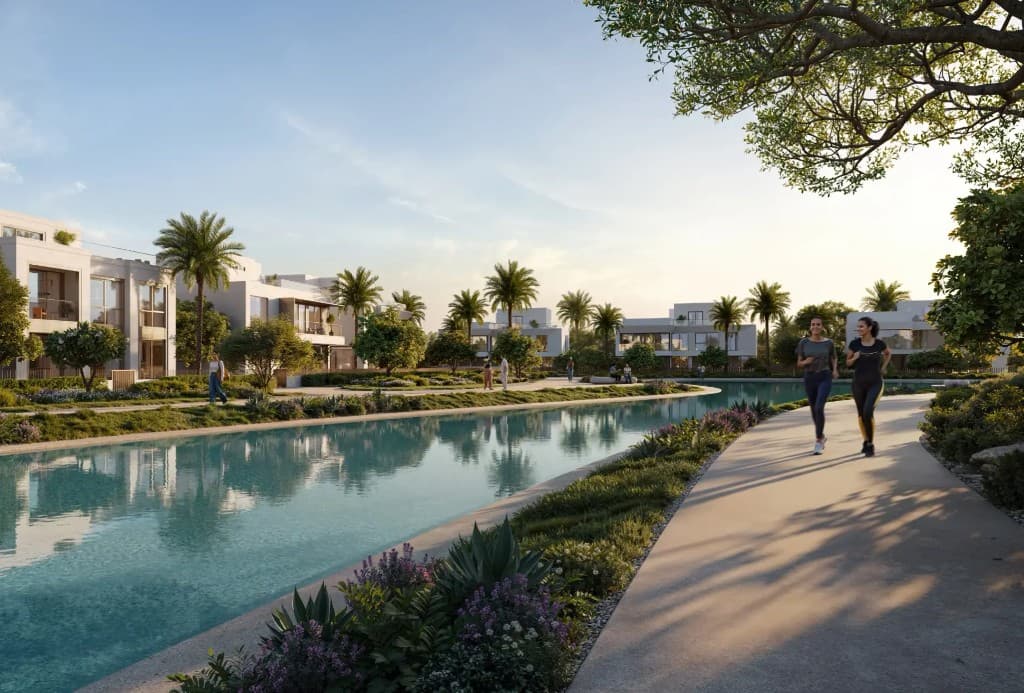 Lagoon promenade at Address Villas Tierra, Emaar villas in The Oasis, Dubai