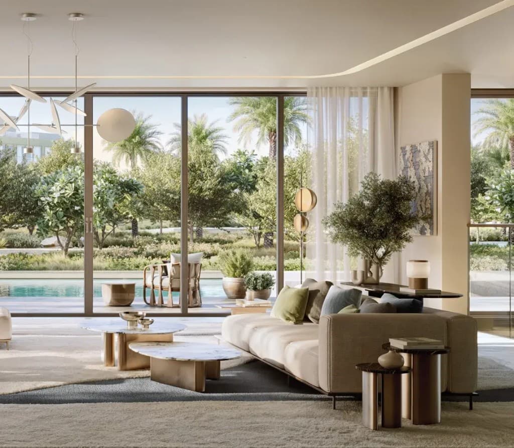 Living room interior at Address Villas Tierra, Emaar villas in The Oasis, Dubai