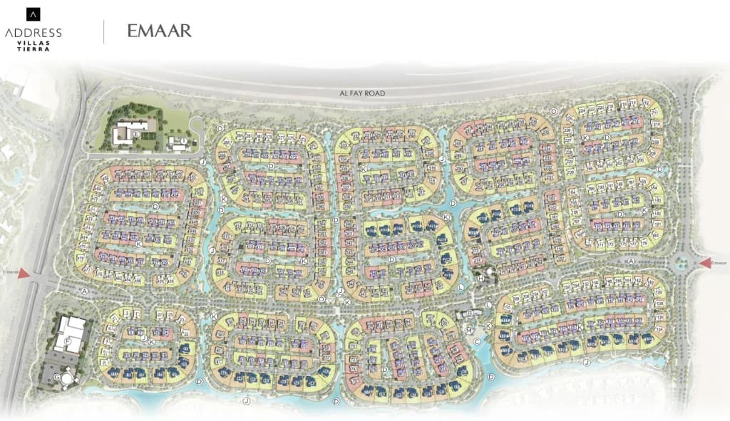Static Address Villas Tierra masterplan at The Oasis, Dubai, not live navigation