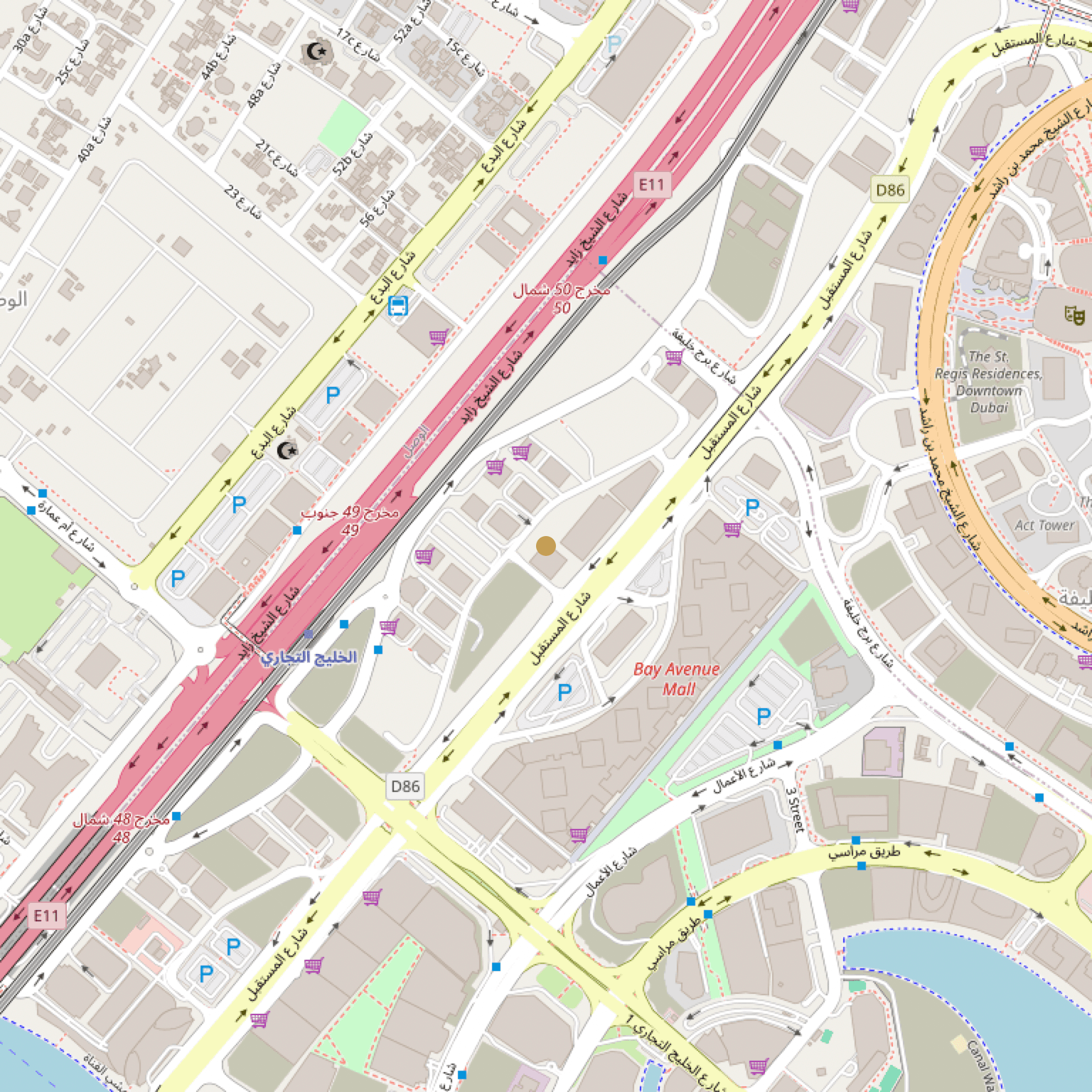 Static map centred on the catalogue coordinates for Berkeley Tower in Business Bay, Dubai. Not live navigation.
