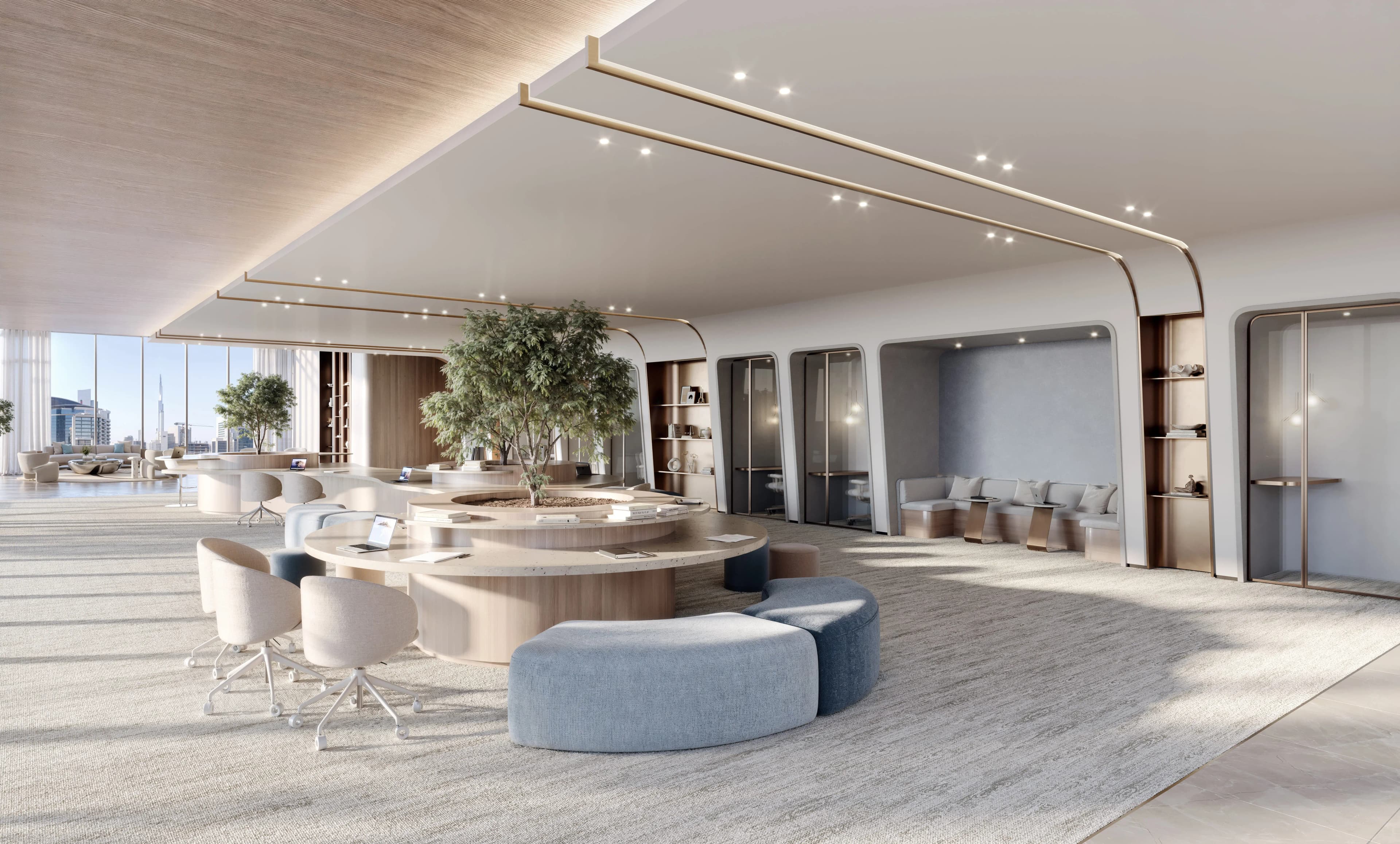 Coworking lounge at Berkeley Tower by Ellington