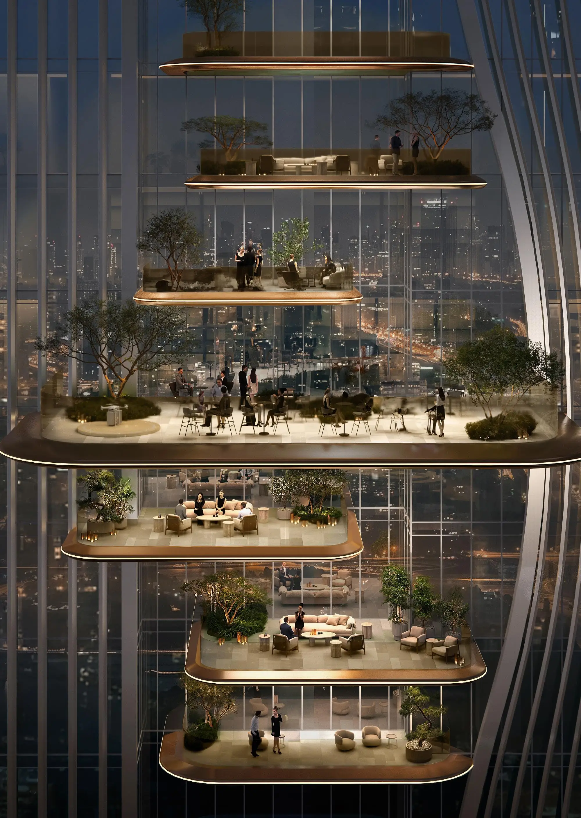 Stacked terraces at Berkeley Tower by Ellington