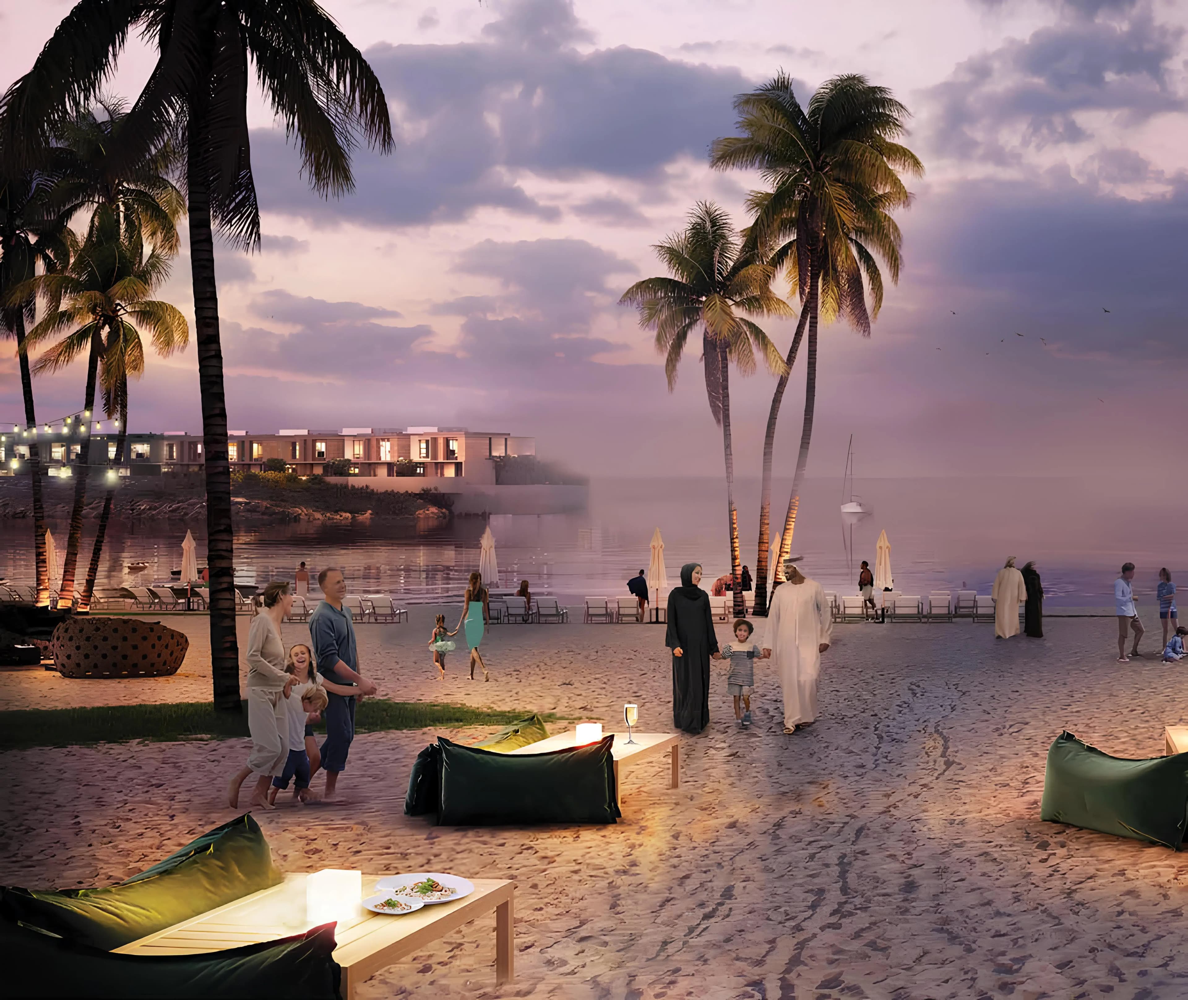 Living room render at Danah Bay Villas & Townhouses, Al Marjan