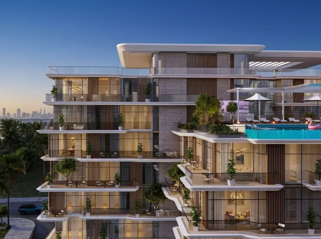 Dolce Residences by Wyndham exterior at sunset, Al Marjan Island