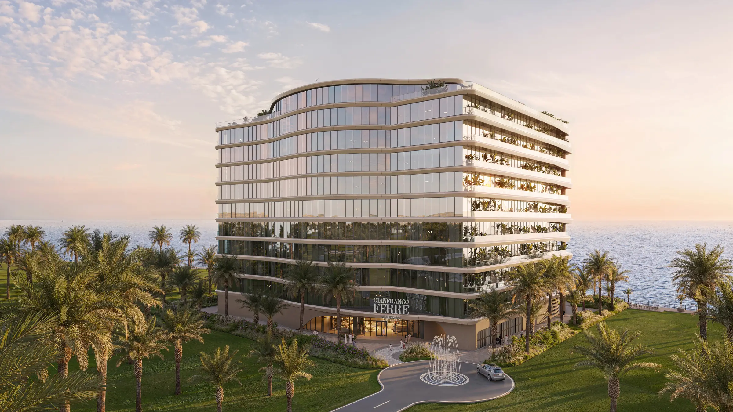 Gianfranco Ferre Residences, Al Marjan beachfront facade, Al Marjan Island