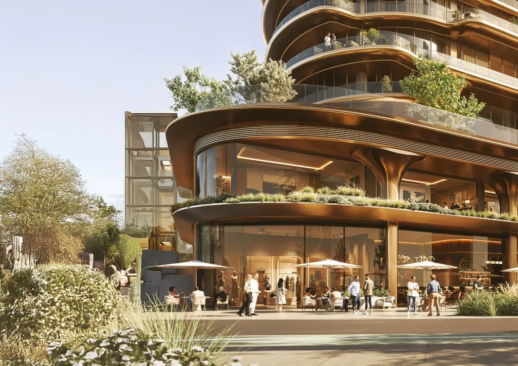 Jumeirah Residences at Al Maryah Island podium retail terrace in Abu Dhabi
