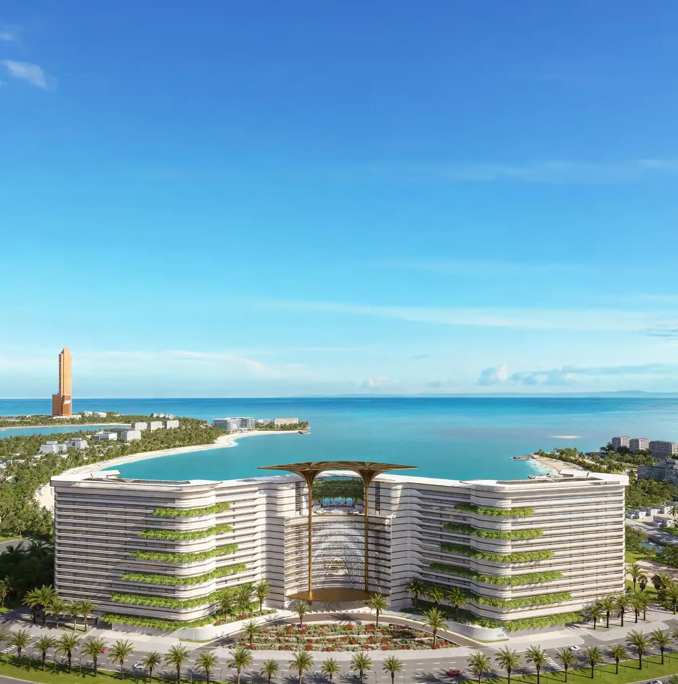 Static map for Karl Lagerfeld Beach Residences by Aark, Al Marjan on Al Marjan Island. Not live navigation.
