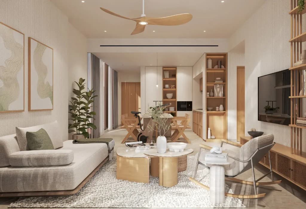 Fully furnished wellness focused apartment interior at Kore by Imtiaz