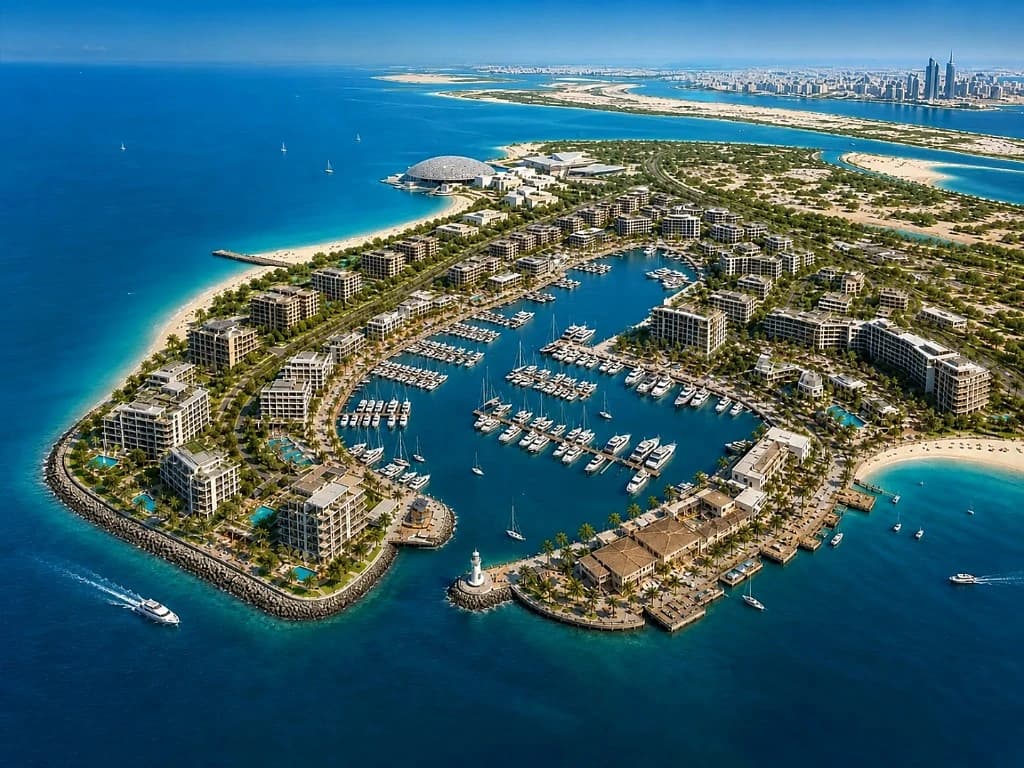 Marsa Al Saadiyat marina aerial view on Saadiyat Island, Abu Dhabi