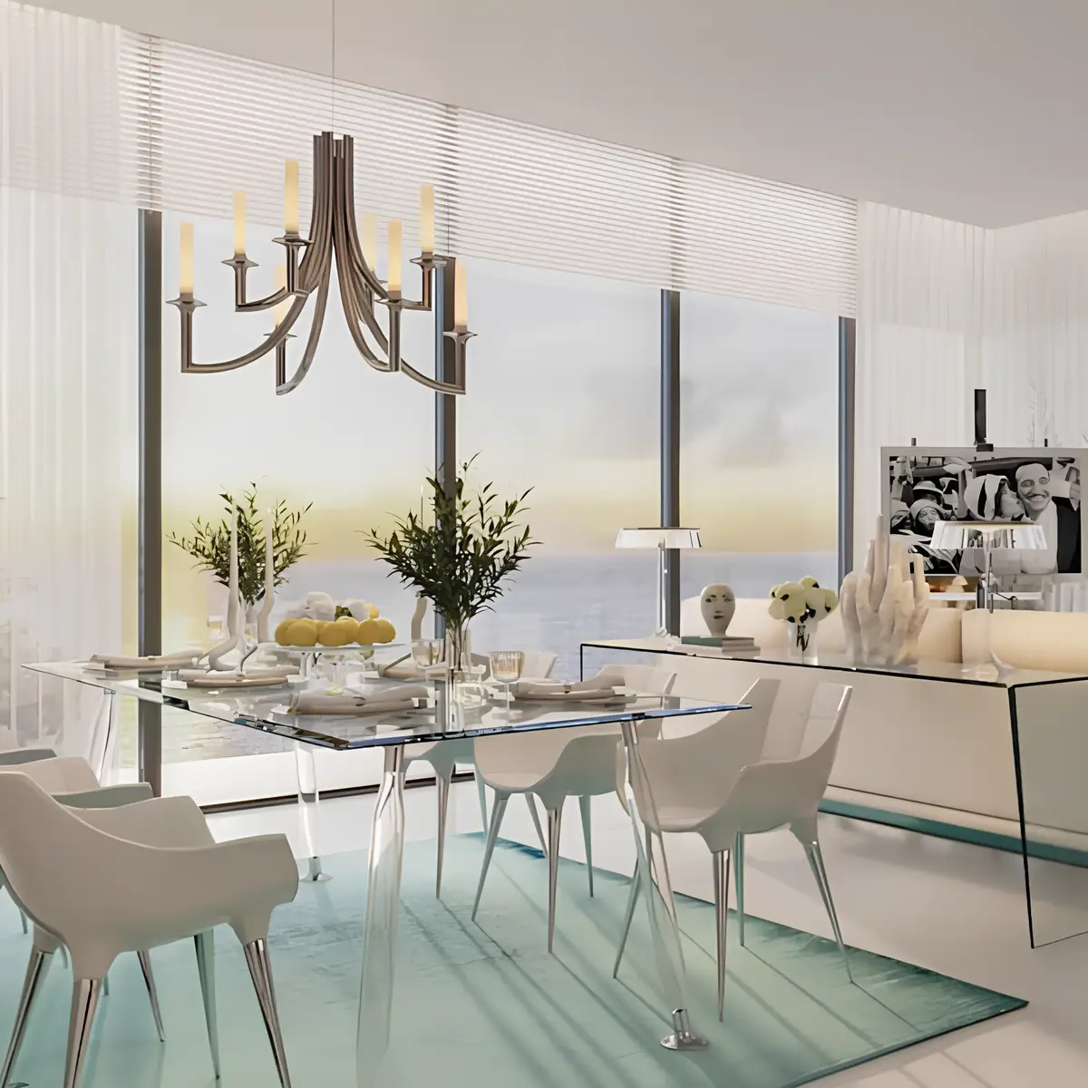 Living room with sea view at Masa Residences, Al Marjan