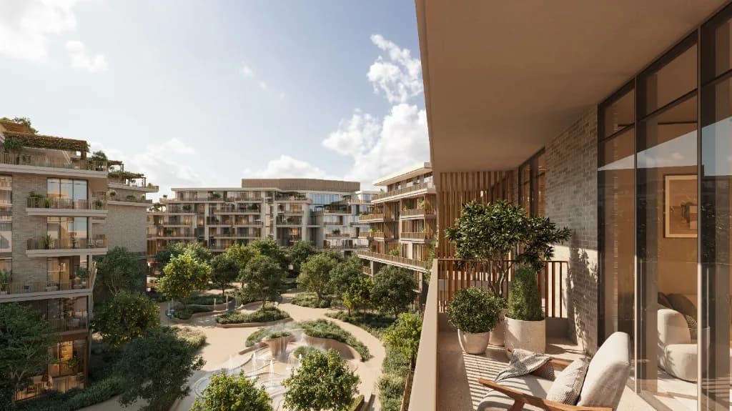 Melograno Yards by Beyond masterplan aerial, City of Arabia Dubai