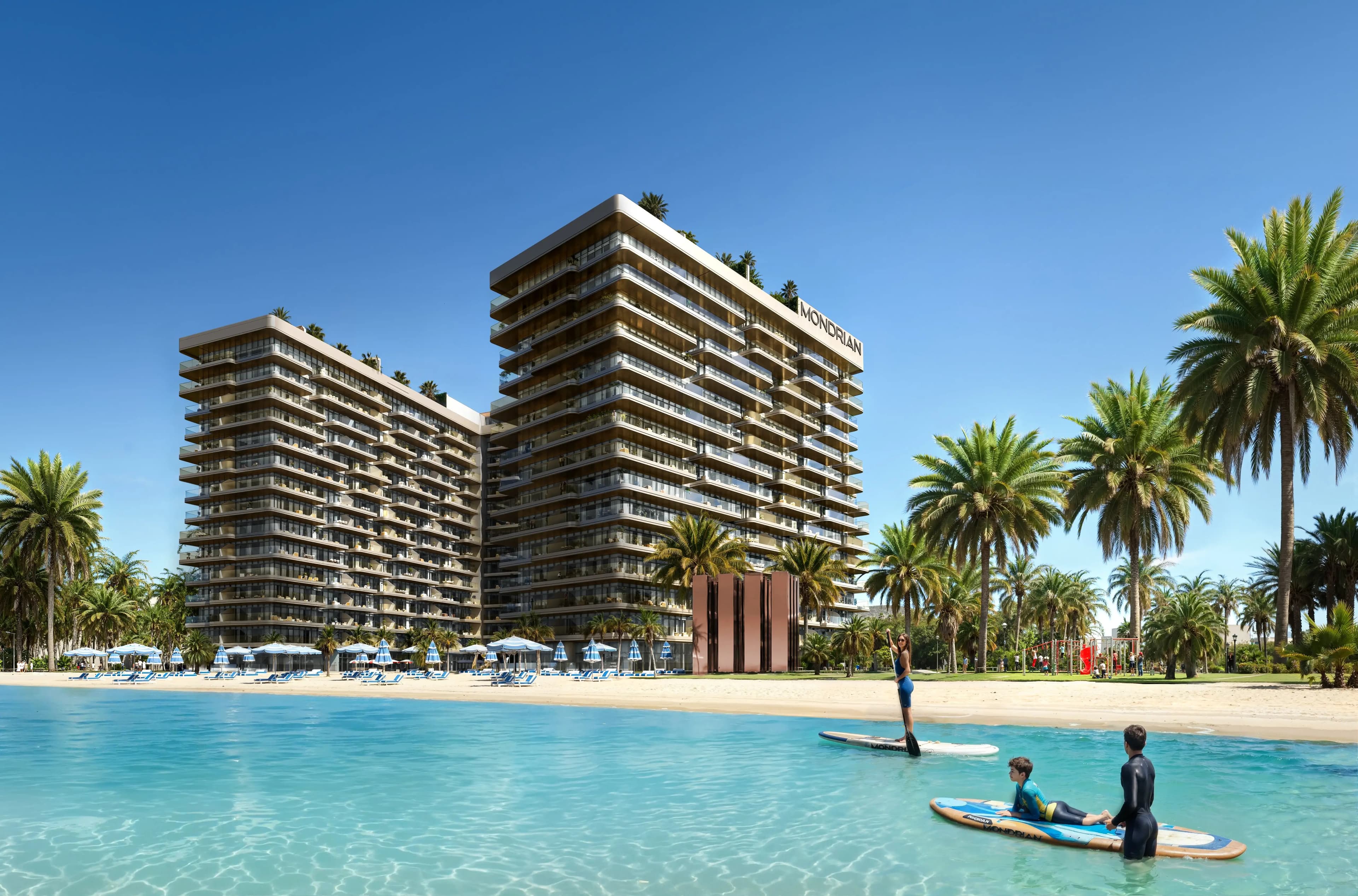 Living room render at Mondrian Al Marjan Island Beach Residences Phase 2, Al Marjan