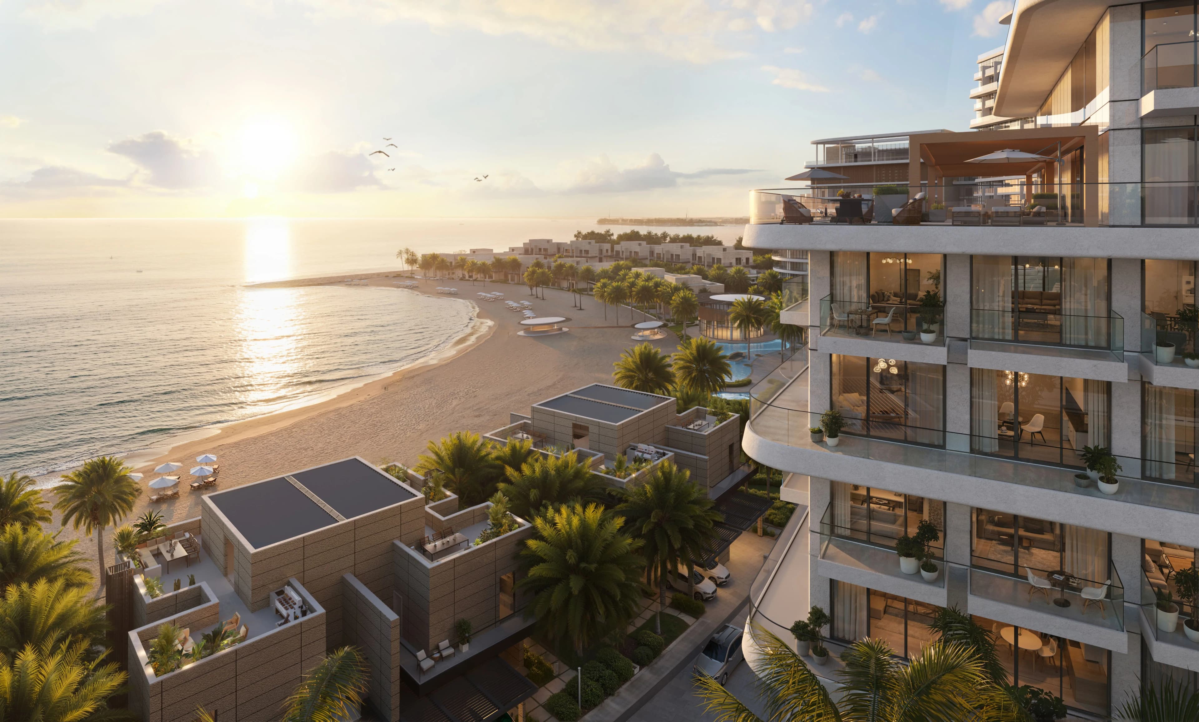 Living room with sea view at Nasim Al Bahr Residences, Al Marjan