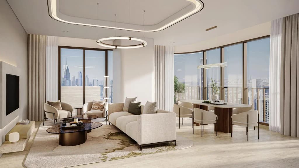 Nine Collective by Wasl 2 bedroom living and dining interior, Wasl 1 Dubai