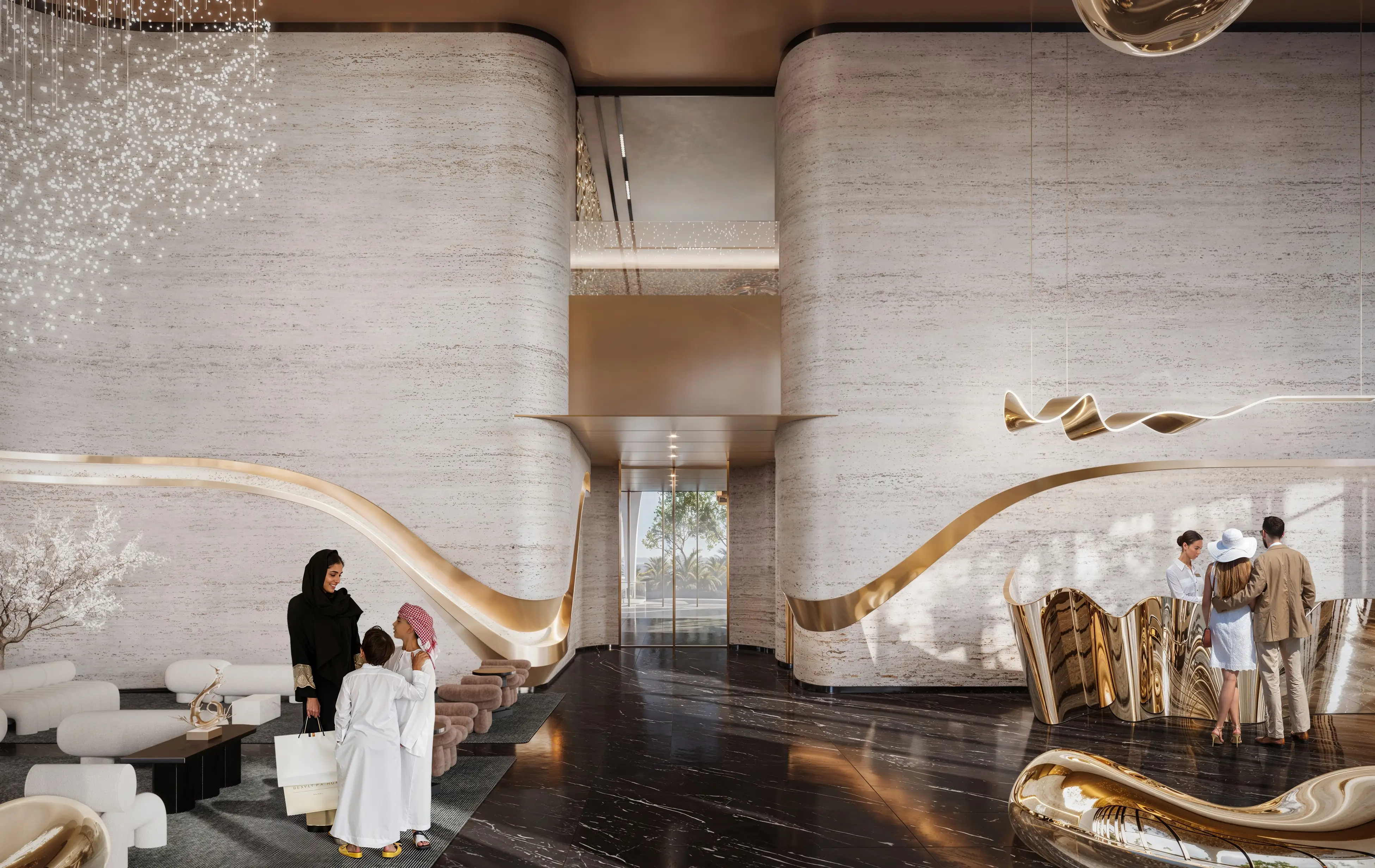 Living room with sea view at Ola Residences, Al Marjan