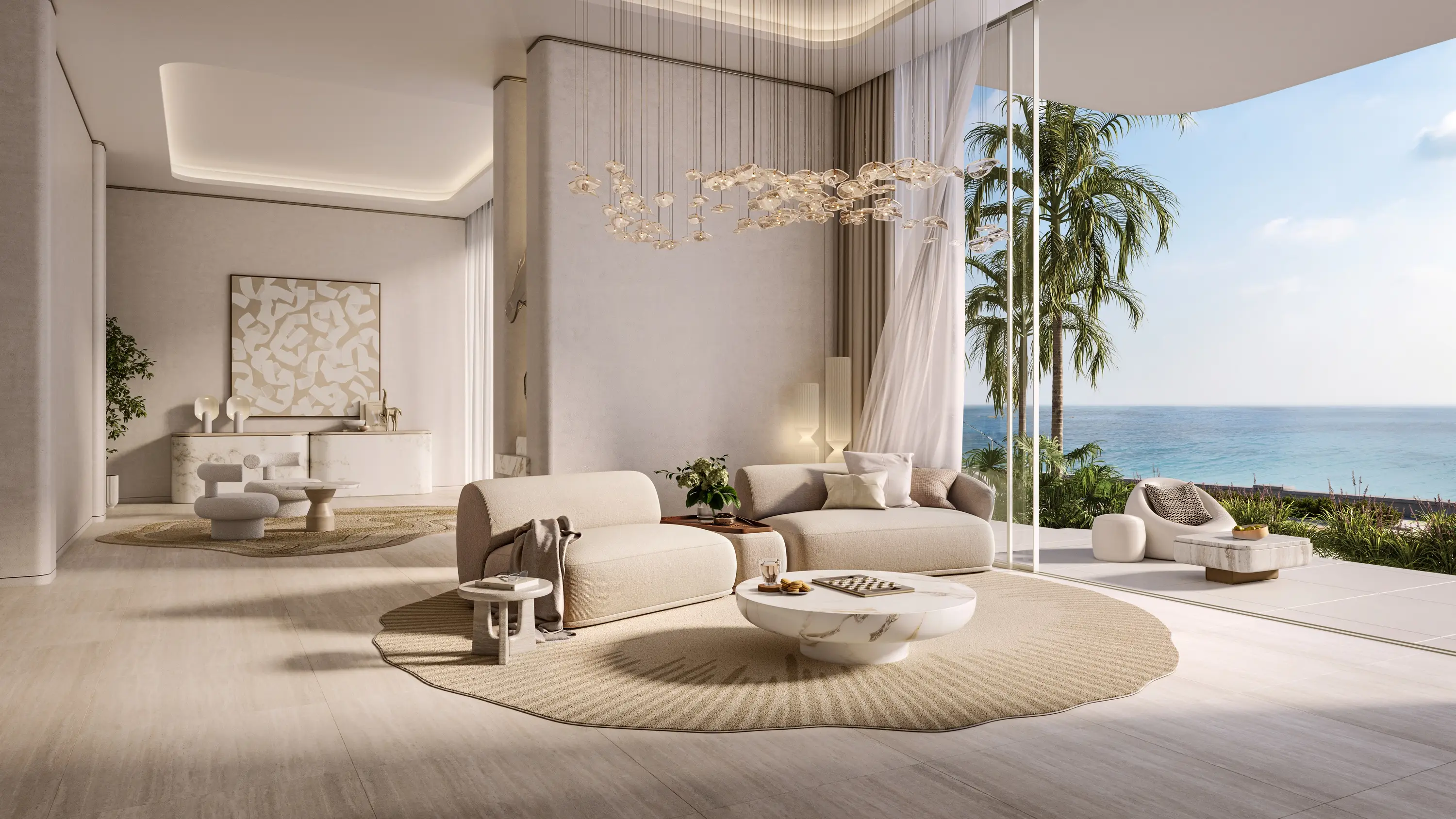 Bedroom interior at Oystra Tower C, Al Marjan