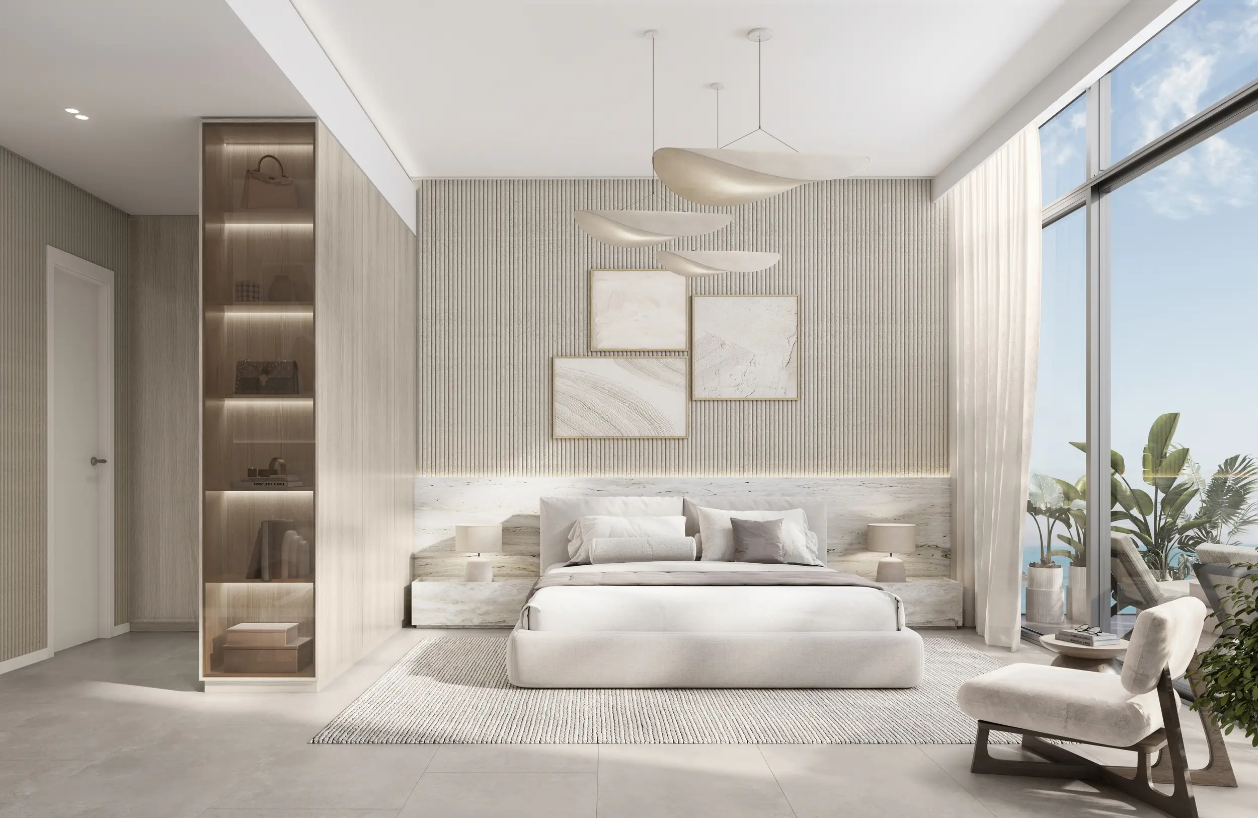 Living room with sea view at Playa Del Sol, Al Marjan
