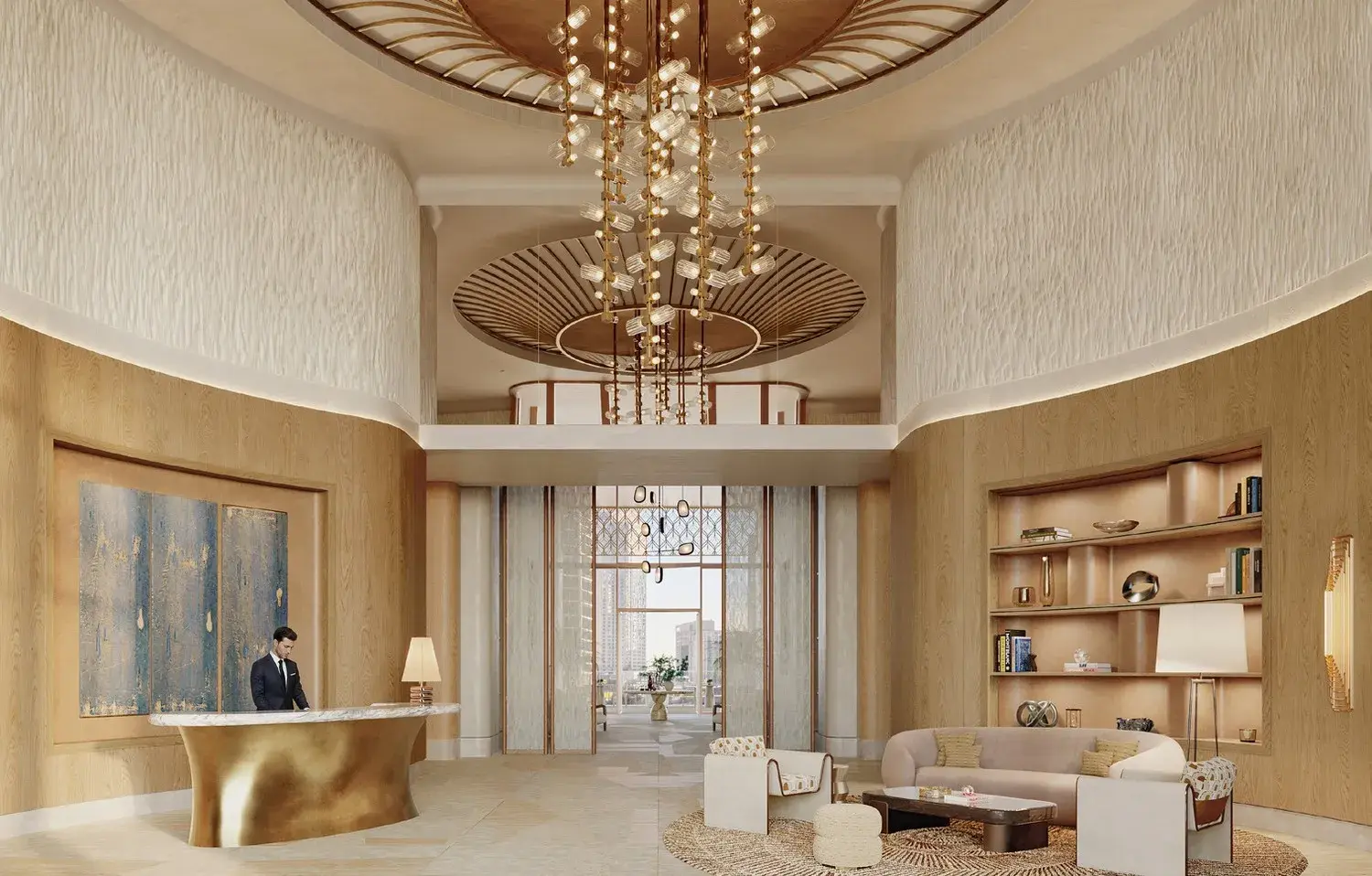 Arrival lobby and residential lounge at The Ritz-Carlton Residences, Al Maryah Island