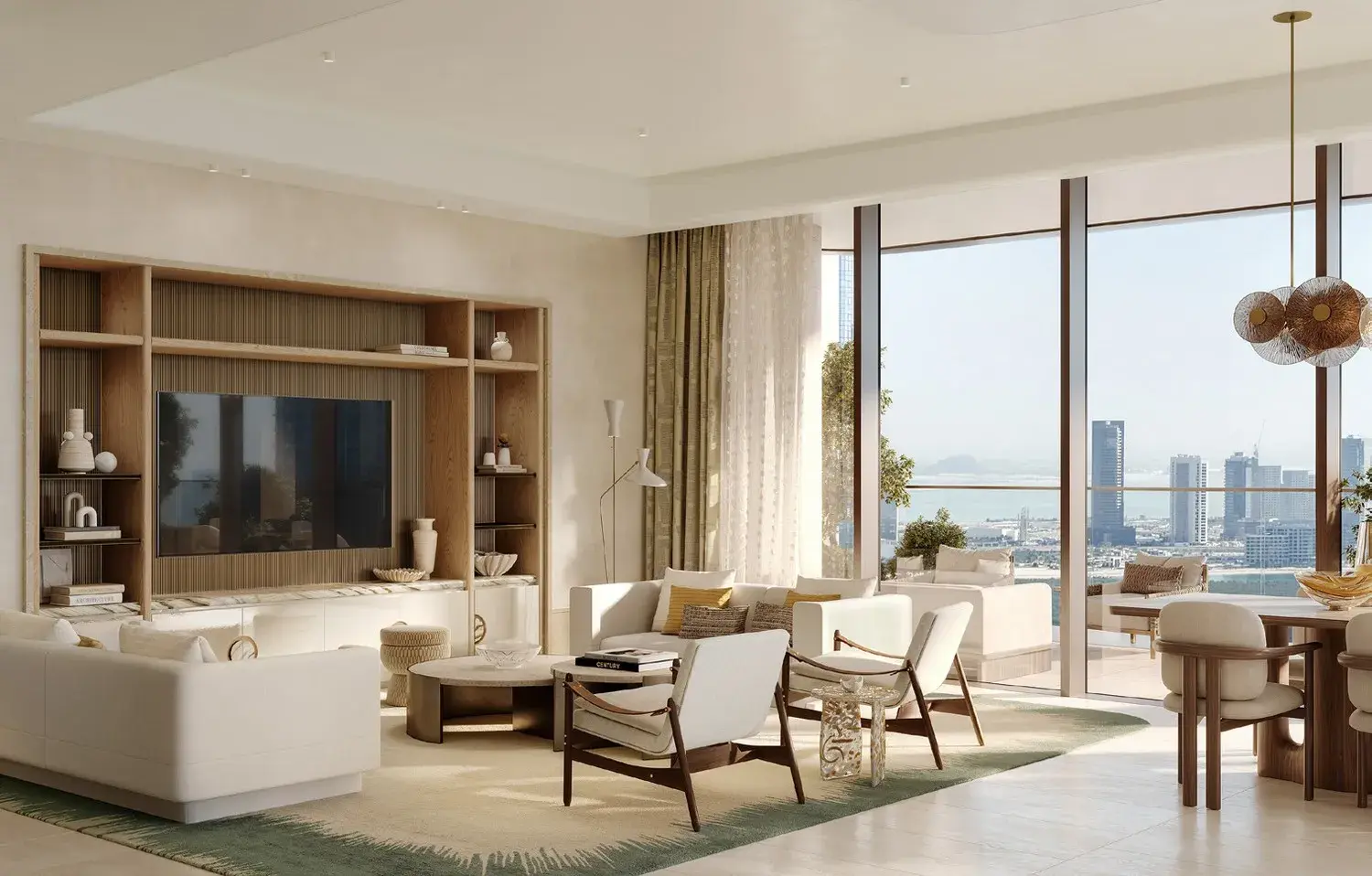Light filled living space with floor-to-ceiling glazing at The Ritz-Carlton Residences