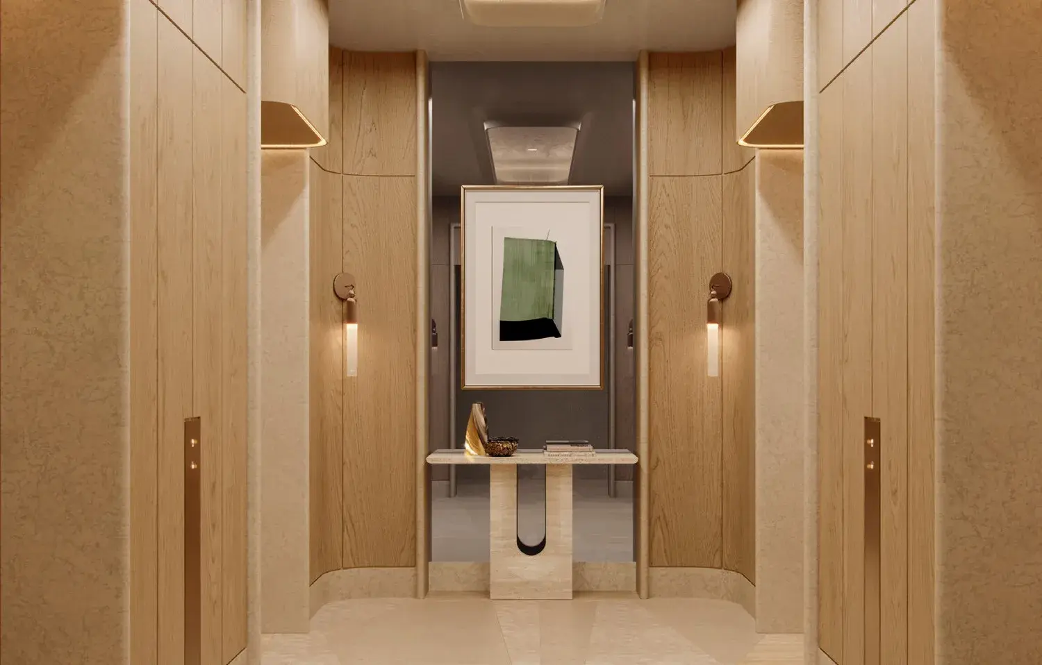 Private elevator lobby at The Ritz-Carlton Residences, Al Maryah Island, Abu Dhabi