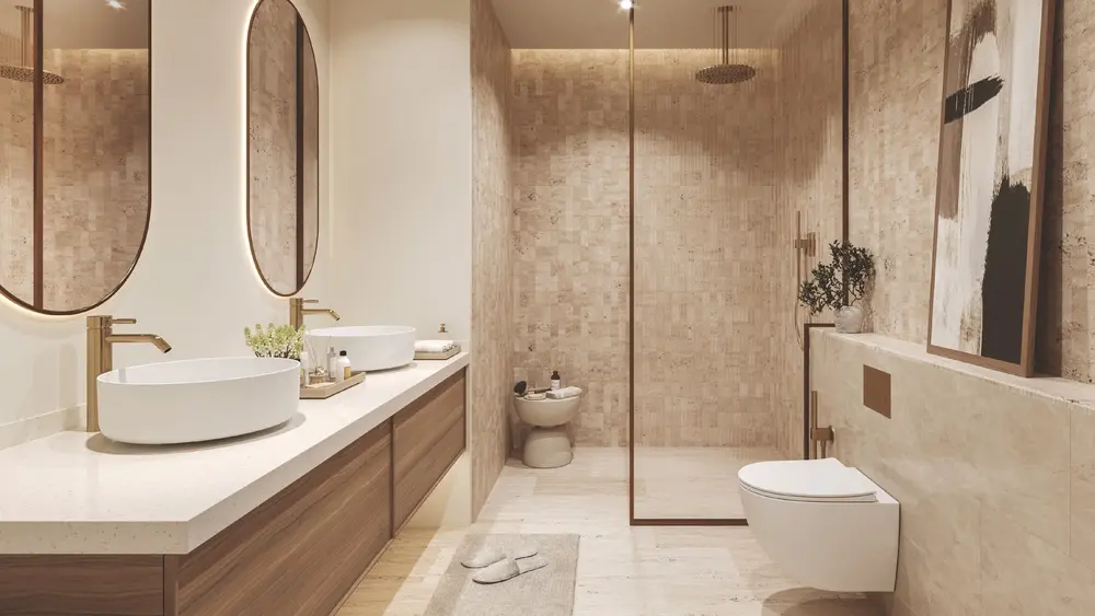 Sama Yas by Aldar apartment bathroom interior, Yas Island Abu Dhabi