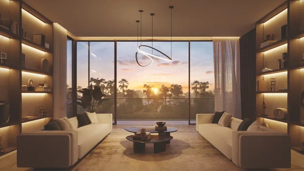 Sama Yas by Aldar building exterior and community park, Yas Island Abu Dhabi