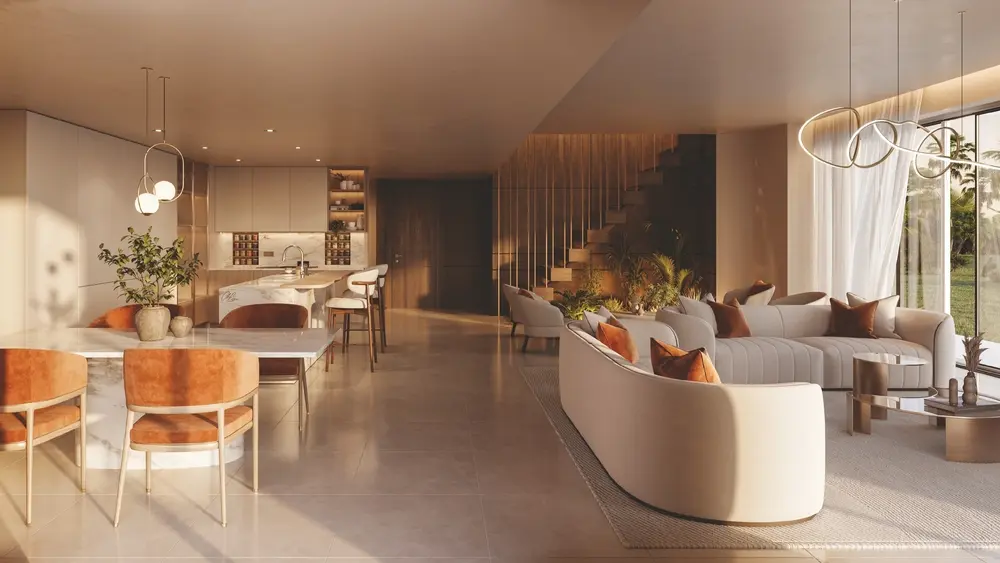 Sama Yas by Aldar duplex living interior, Yas Island Abu Dhabi