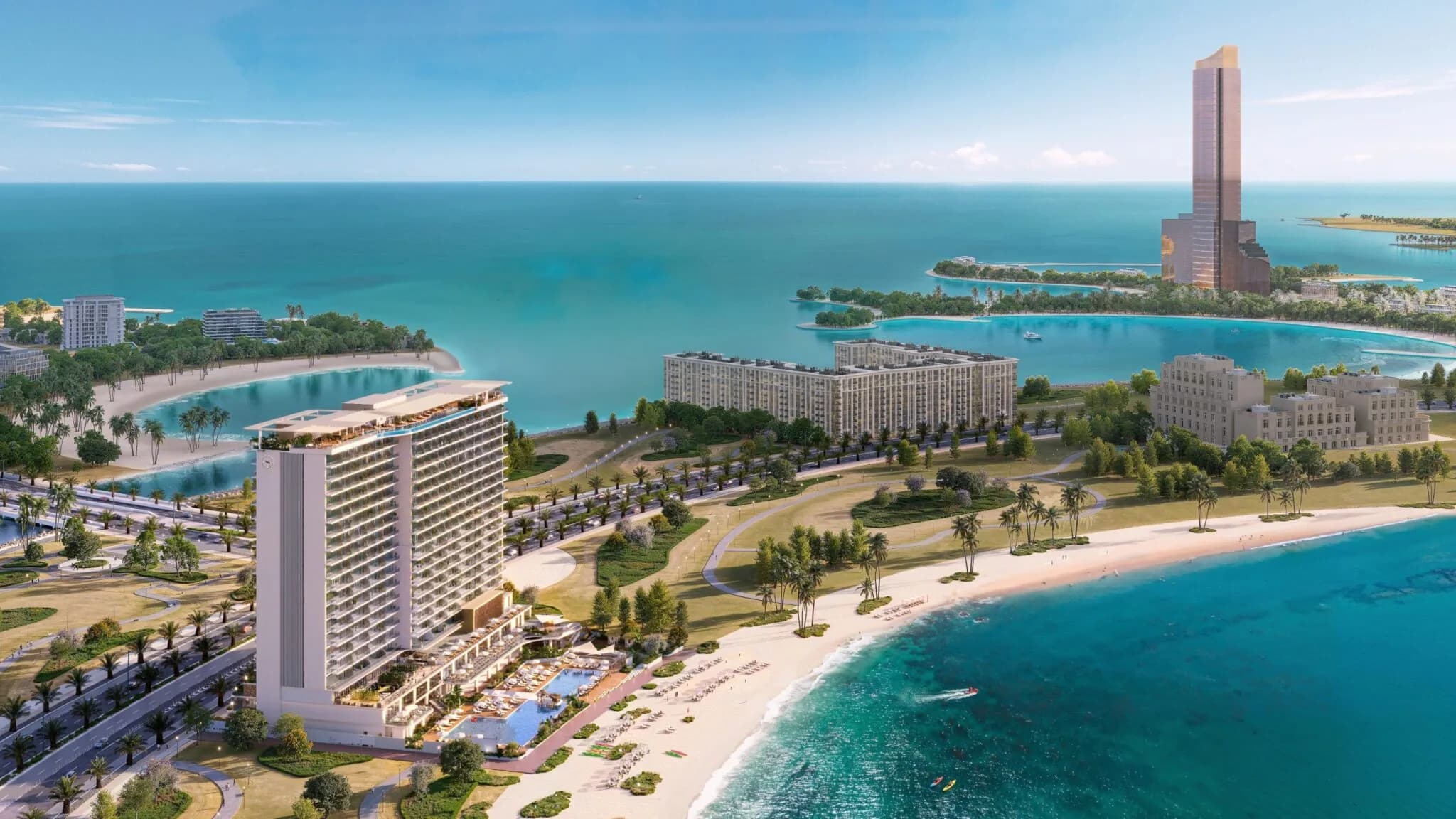 Aerial view of Sheraton Residences Al Marjan Island, Ras Al Khaimah