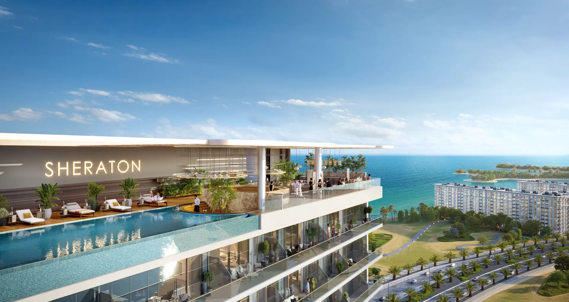 Rooftop infinity pool at Sheraton Residences Al Marjan Island