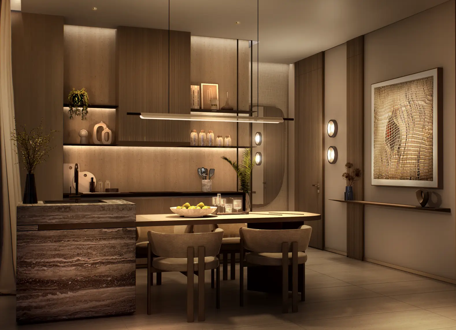 Soléva Beach Residences, Al Marjan kitchen dining, Al Marjan Island