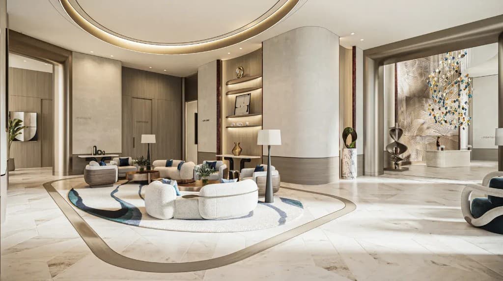St. Regis The Residences at Al Maryah Island arrival lobby in Abu Dhabi
