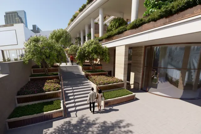 St. Regis The Residences at Al Maryah Island verdant staircase atrium in Abu Dhabi
