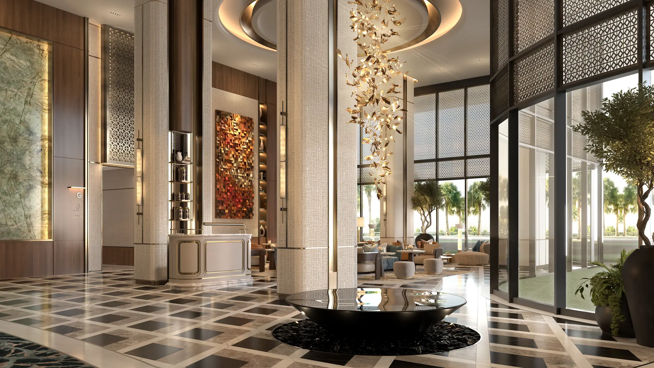 Living room with sea view at Taj Wellington Mews, Al Marjan