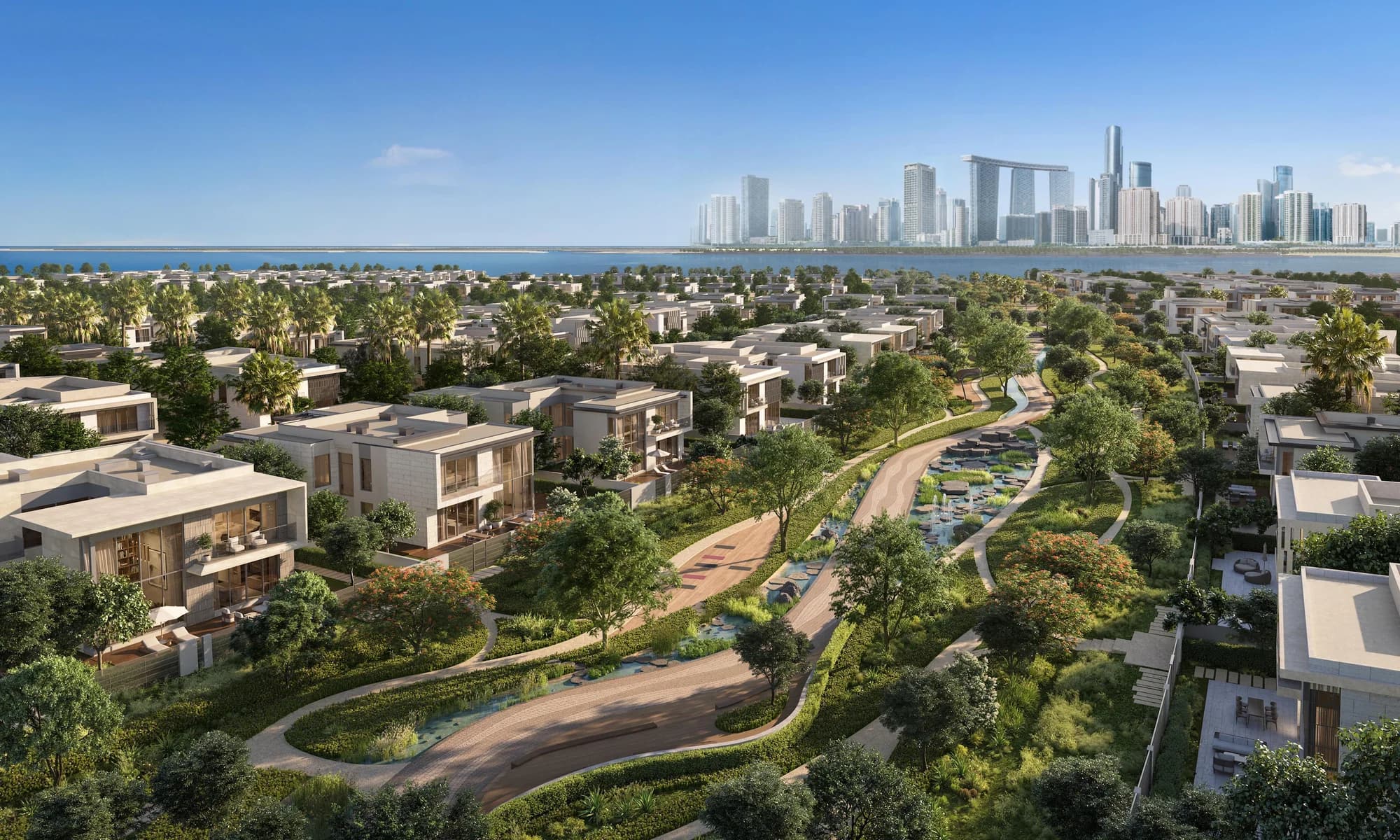 Talay villas aerial at Marsa Al Saadiyat by Aldar, Saadiyat Island, Abu Dhabi