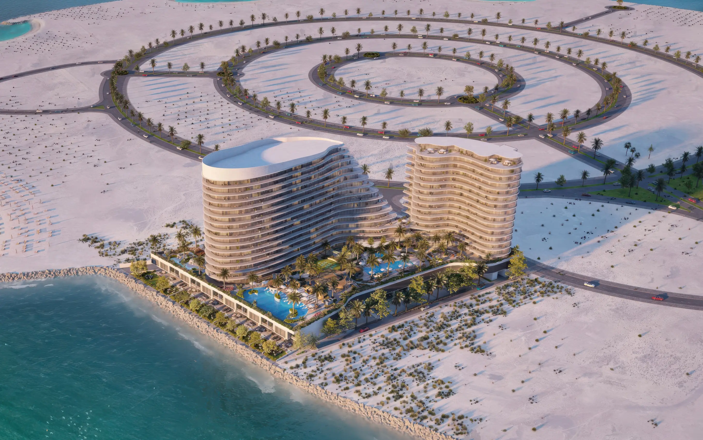 The Beach Residences East Wing, Al Marjan infinity pool terrace, Al Marjan Island