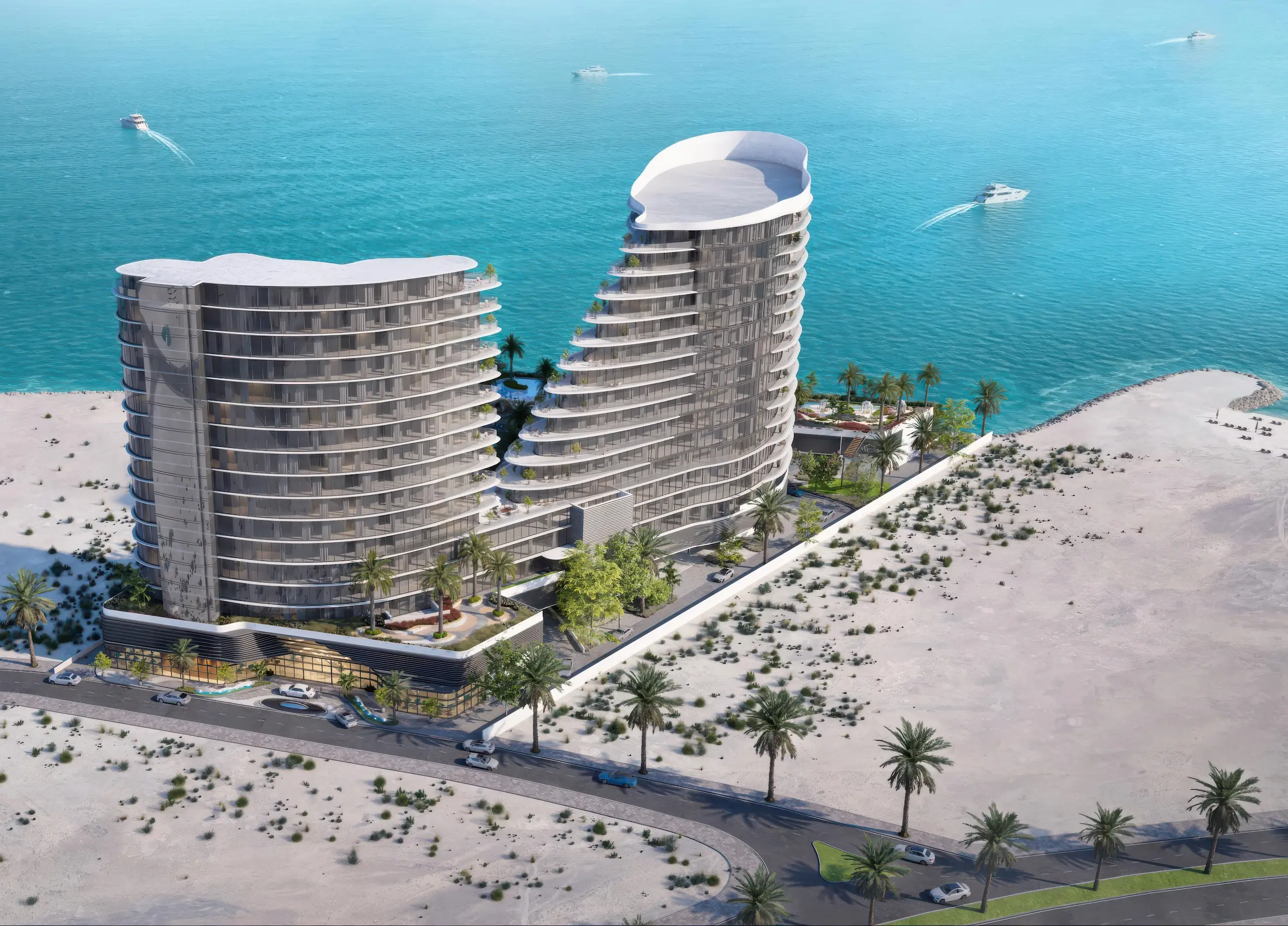 Static map for The Beach Residences West Wing, Al Marjan on Al Marjan Island. Not live navigation.
