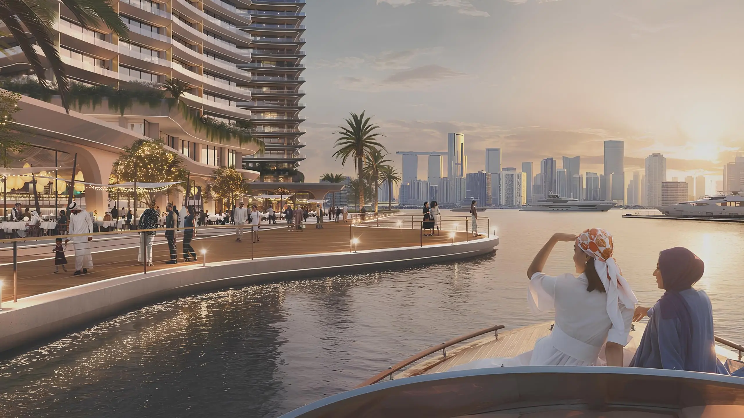 Static context render for The Terrace at Marsa Al Saadiyat, Aldar on Saadiyat Island. Not live navigation.