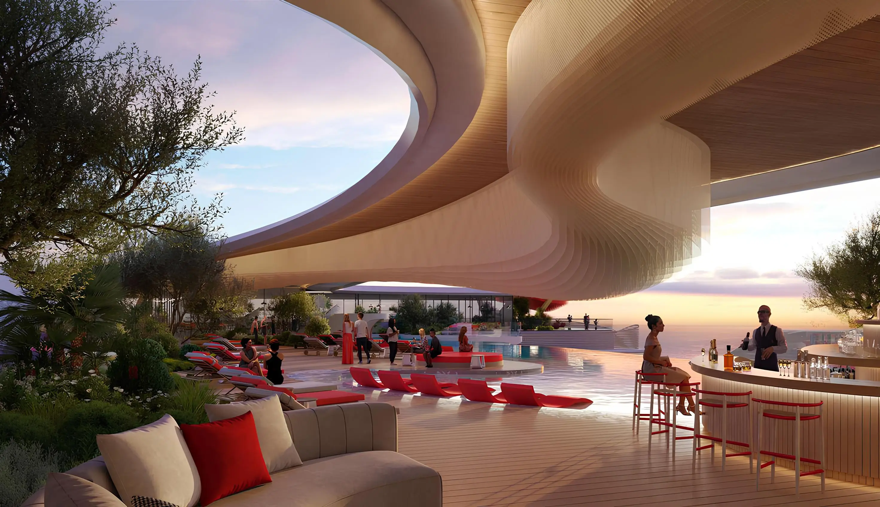 The Unexpected Al Marjan Island Hotel & Residences, Al Marjan infinity pool terrace, Al Marjan Island