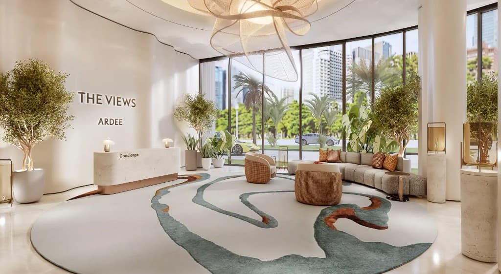 The Views by Ardee concierge lobby, Al Marjan Island
