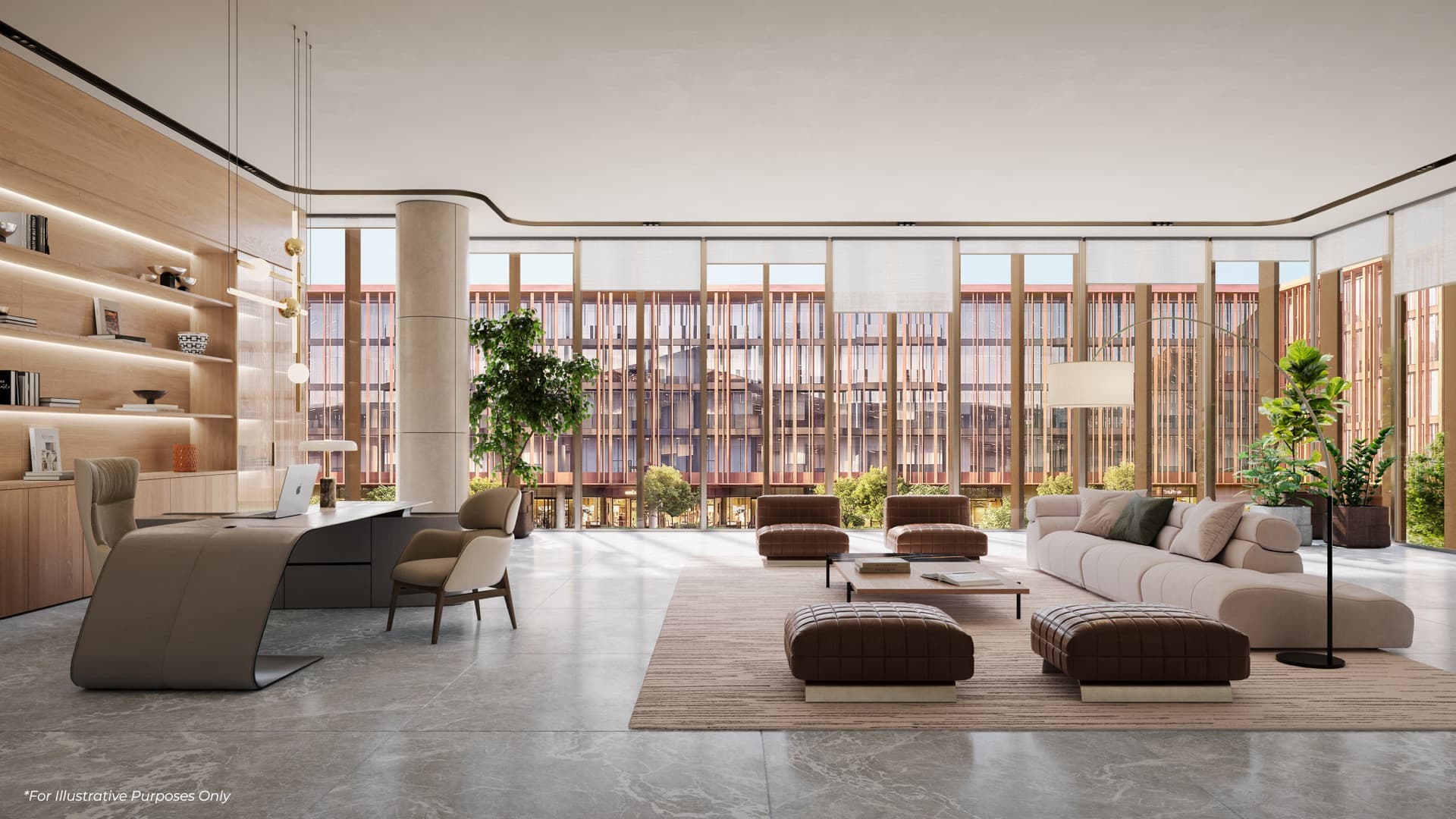 Illustrative executive office fit out at The Yards Plaza, City of Arabia, Dubai