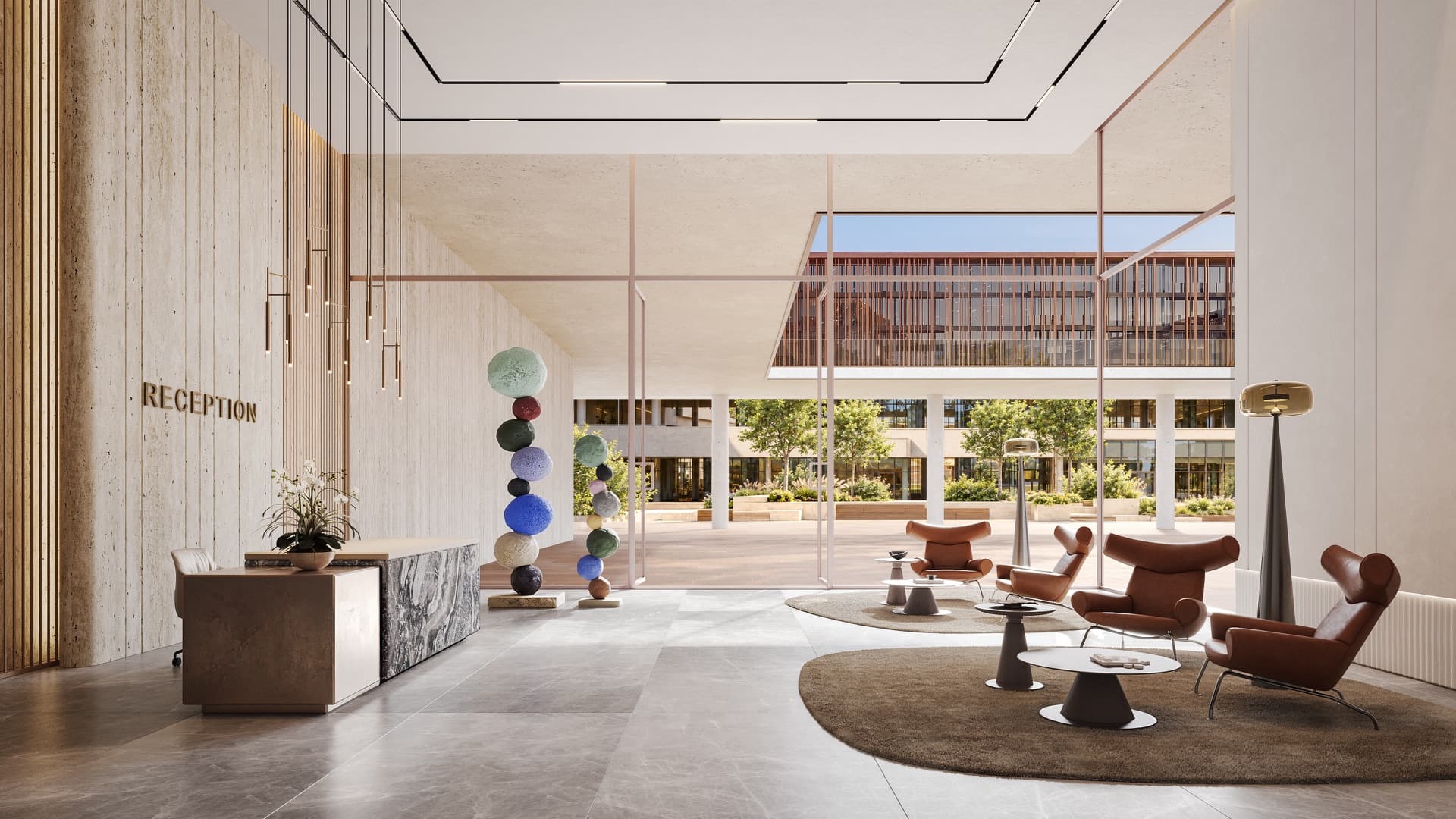 Office lobby at The Yards Plaza, City of Arabia, Dubai