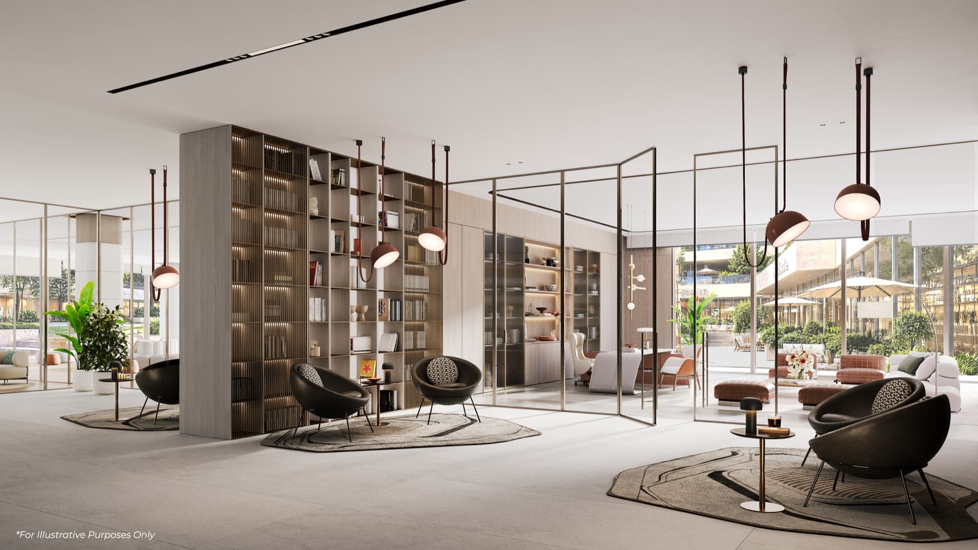 Illustrative collaboration workspace at The Yards Plaza, City of Arabia, Dubai