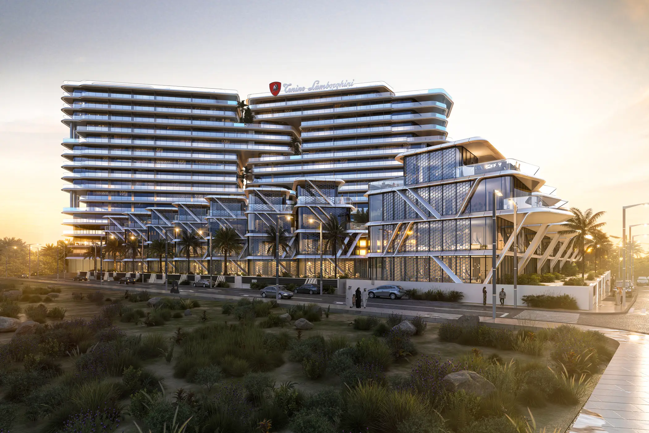 Tonino Lamborghini Residences, Al Marjan beachfront facade, Al Marjan Island