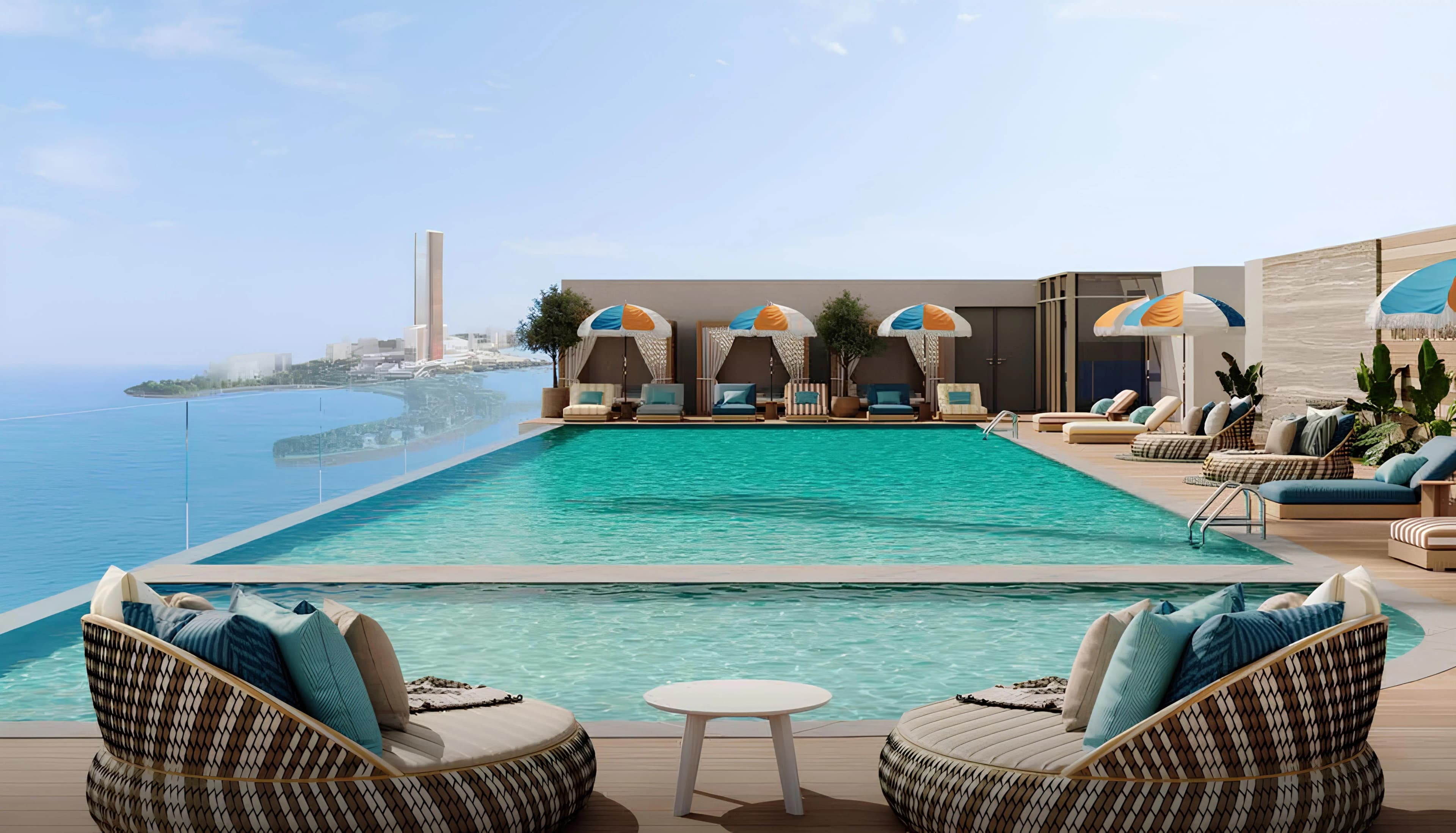 Vienna House Residences by Wyndham, Al Marjan infinity pool terrace, Al Marjan Island
