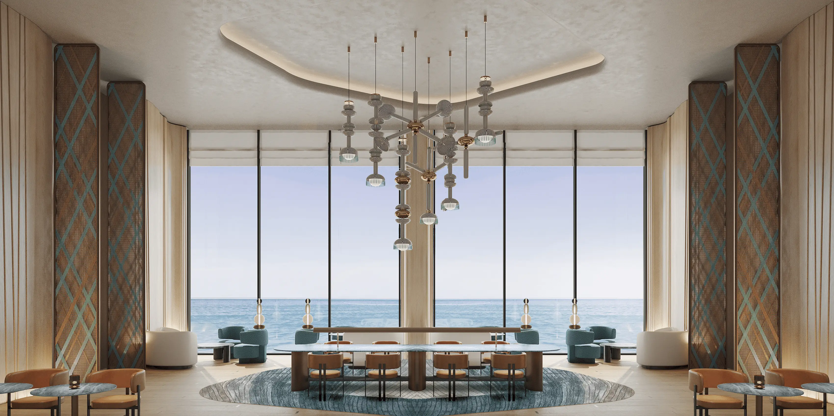 Living room with sea view at W Hotel & Residences, Al Marjan