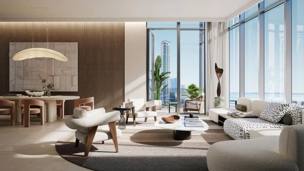 W Residences by Taraf at Al Maryah Island living room interior in Abu Dhabi