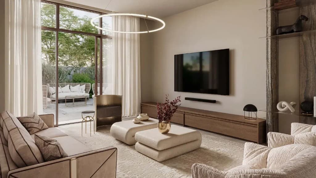 Wadeem Gardens by Modon villa living room interior, Hudayriyat Island Abu Dhabi